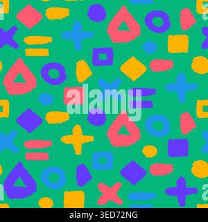 Memphis Geometrisches Muster Retro abstrakte Formen Helles buntes Design Hintergrund geometrisches memphis Thema Retro-Stil kräftige bunte Palette abstrakte s Stock Vektor