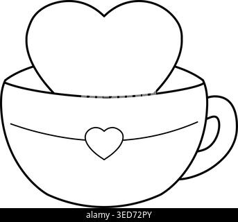 Illustration „Becher Mit Herz-Minimallinie“ Stock Vektor