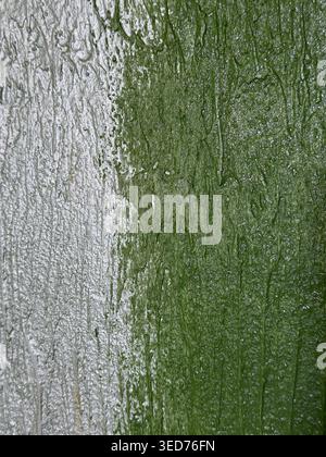 Nahaufnahme Der Texturierten Gipskunst. Lebendige Pigmente Und Taktile Handwerkskunst Mit Rauer Textur Stockfoto