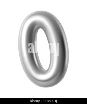 Silberner, metallischer 3D-Ovalring realistische Form. Glänzendes Metall Ovalring 3D Element, Chrom Metallic realistische isolierte Vektorfigur. Ballonform mit Hochglanz-Verlaufsverlauf oder silberne Renderform Stock Vektor