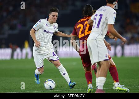 Rom, Italien. Mai 2026. Nicolo’ Fagioli von Fiorentina während der italienischen Meisterschaft Serie A Fußballspiel zwischen AS Roma und ACF Fiorentina am 4. Mai 2026 im Stadio Olimpico in Rom, Italien - Credit: Federico Proietti / Alamy Live News Stockfoto