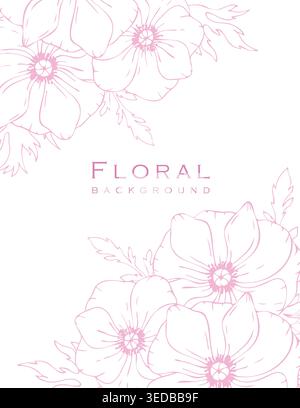 Eleganter Hintergrund mit handgezeichneten Blumen. Blumenrahmen. Stock Vektor