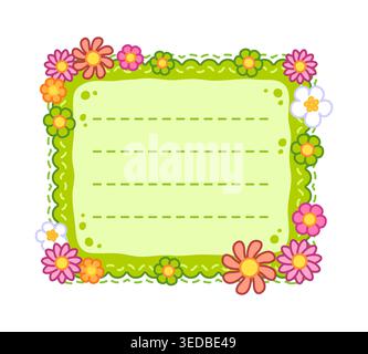 Bunte Gänseblümchenblumen Blumenknotenrahmen für Kinder Stock Vektor