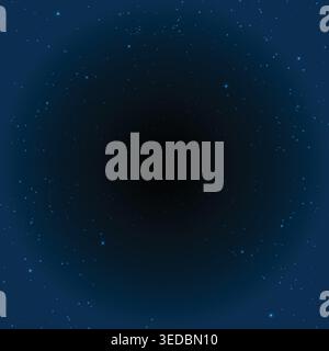 Abstrakter kosmischer Hintergrund mit schimmernden blauen Sternen und einer dunklen zentralen Leere für Sci-fi-Designs Stock Vektor
