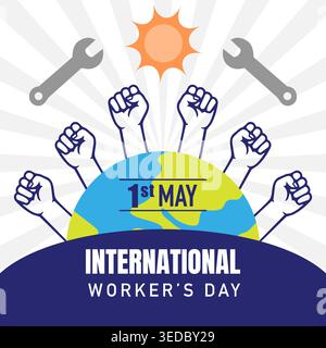 Grußwort Zum Internationalen Arbeitstag Im Mai. Vektorabbildung Stock Vektor