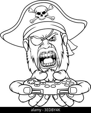 Pirate Gamer Sports Team Maskottchen Stock Vektor