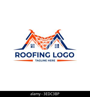 Dachservice-Logo mit Hausdachkonstruktion Stock Vektor