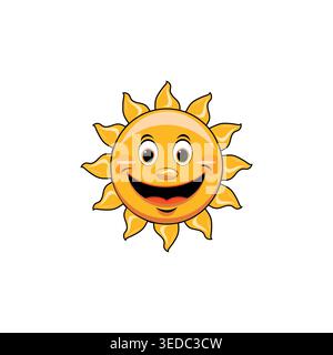 Cartoon Sonnengesicht Vektor Illustration, hell lächelnde Sonne Charakter Stock Vektor