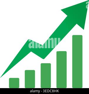 Diagramm für Aufwärtswachstum mit grünem Pfeil Stock Vektor
