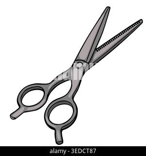 Professionelle Friseur Schere Vektor Illustration, scharf, metallisch, isoliert auf weißem Hintergrund Stock Vektor