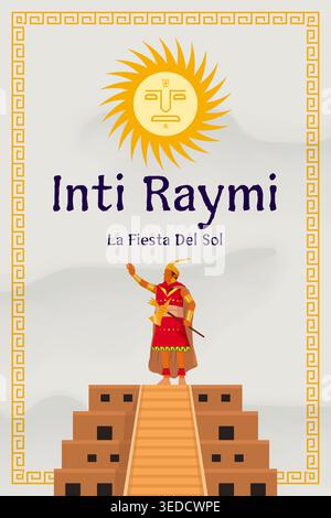 inti raymi Sonnenfestival Plakatillustration in flachem Design Stock Vektor