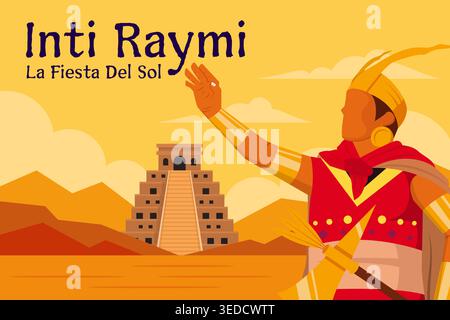 inti raymi Sonnenfestival Hintergrund Illustration in flachem Design Stock Vektor