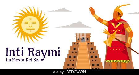 inti raymi Sonnenfestival Banner Illustration in flachem Design Stock Vektor