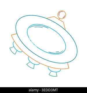 Farbige Umrissillustration mit UFO, Raumschiff und Sternen auf weißem Hintergrund. Perfekt zum Ausmalen von Seiten Stock Vektor