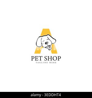 Ein Logo mit Einem Hundegesicht. Ein PET Design-Symbol mit Alphabet Stock Vektor