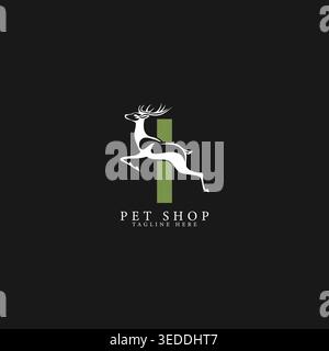 Letter I Logo mit Hirsch Art. Alphabet I Wildlife Icon Design Stock Vektor