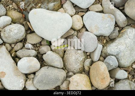 Natürlicher Flussstein Hintergrund und Textur. Stockfoto