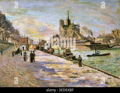 Armand Guillaumin – Notre-Dame de Paris, um 1890 – französischer Impressionismus, Öl auf Leinwand, Blick auf die Kathedrale Notre-Dame mit seinen Reflexen, städtisches Stadtbild, sanftes atmosphärisches Licht | Archium Stockfoto