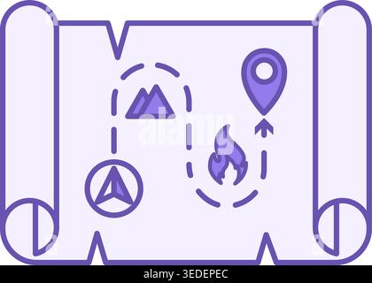 Farbiges Quest-Symbol. Vektorsymbol. Ordnen Sie Aufgaben zu, die gelöst werden müssen, um das Ziel zu erreichen. Unterhaltsames Spiel. Interaktives Adventure-Konzept Stock Vektor