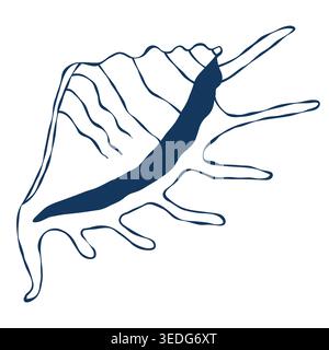 Mediterrane Muschel in handgezeichneter Art, nautische Ozeanelemente, Marine Illustration Stock Vektor