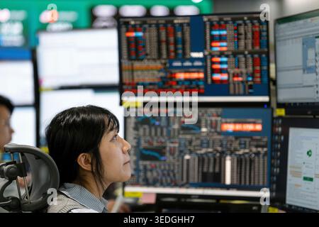 Seoul, Seoul, Südkorea. Mai 2026. Eine elektronische Platine bei einer Bank in Seoul zeigt erstmals den Korea Composite Stock Price Index (KOSPI) über der Marke 7.000 an. (Kreditbild: © Suh Jeen Moon/ZUMA Press Wire) NUR REDAKTIONELLE VERWENDUNG! Nicht für kommerzielle ZWECKE! Stockfoto