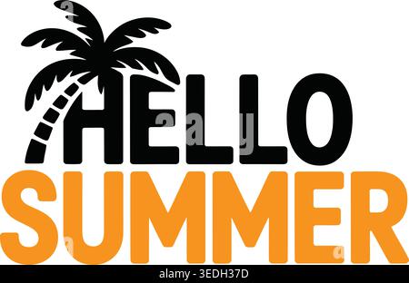 Hallo Sommer Tropical Beach Typografie Design Stock Vektor