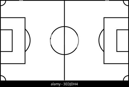 Vektor-Top-Down-Fußballfeld-Layout isoliert auf transparentem Hintergrund Stock Vektor