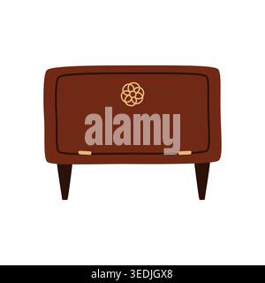 Braune Vintage-Kommode aus Holz, Retro-Tisch. Stock Vektor