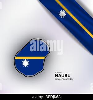 Frohe Unabhängigkeitstag von nauru, Karte, Flagge Stock Vektor