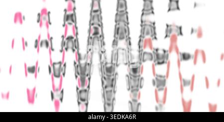 Ein abstrakter Hintergrund mit einer Reihe vertikaler, wellenförmiger Linien in Rosa- und Grautönen, die einen rhythmischen, strukturierten visuellen Effekt erzeugen. Stockfoto