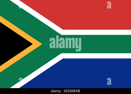 Flagge von Südafrika. Südafrikanische Nationalflagge. Vektorabbildung. Stock Vektor