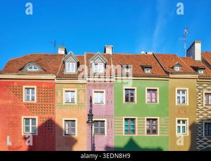 Stadthäuser am Alten Marktplatz Posen, Polen. Stockfoto