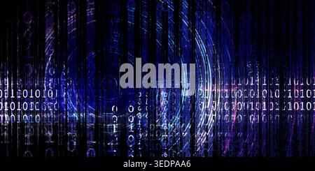 Steigende Digitale Codes, Die Die Abstraktion Der Dynamischen Binärdatenwand Bilden Stockfoto