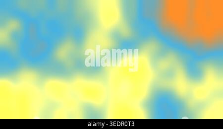 Eine lebendige, abstrakte Darstellung eines Sommerlichts mit sanften, fließenden Blau-, Gelb- und Orange-Tönen, die ein Gefühl von Wärme und Energie hervorrufen. Stockfoto