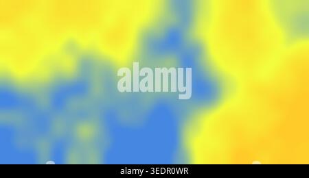 Ein visuell beeindruckendes Bild mit einem glatten Farbverlauf aus leuchtenden Gelb- und Blautönen, das eine dynamische und energiegeladene Atmosphäre schafft. Stockfoto