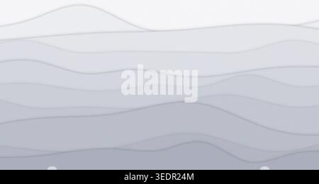 Ein klares, minimalistisches Design mit mehrlagigen Wellenbändern in Papierform mit weichen Schlagschatten, perfekt für moderne, abstrakte oder digitale Hintergründe. Stockfoto