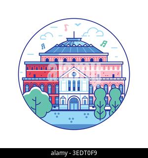 Royal Albert Hall London Landmark Line Symbol Stock Vektor