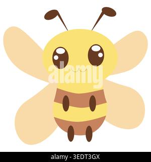 Bezaubernde Kawaii-Biene mit süßem Ausdruck. Perfekt für Aufkleber, Kinderzimmer-Dekor, Kinder Illustration und Maskottchen Design Stock Vektor