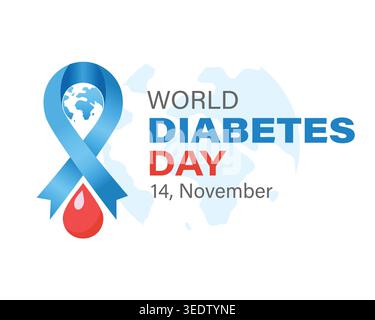 Der Welt-Diabetes-Tag am 14. November fördert das weltweite Bewusstsein für Diabetes, gesunde Gewohnheiten und eine bessere Gesundheitsversorgung für alle. Stock Vektor