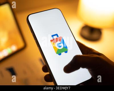 Das Google-Fluglogo wird am 28. Februar 2026 in Bangalore, Indien, auf dem Bildschirm eines Smartphones angezeigt Stockfoto