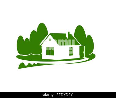 Country Cottage Icon, Öko Haus oder Bungalow Haus Stock Vektor
