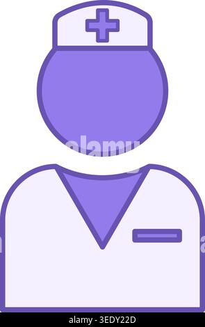 Symbol Für Die Farbe Des Pflegepersonals. Vektorsymbol. Medizinische Mitarbeiterin in Krankenhauskleidung. Arzthelferin für die Patientenversorgung. Gesundheits- und Medizinkonzept Stock Vektor