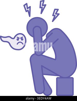 Farbiges Psychose-Symbol. Vektorabbildung. Psychische Störungen, Halluzinationen, Reizbarkeit und Angst. Psychische Gesundheitskonzepte Stock Vektor