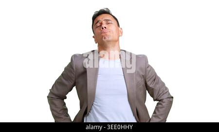 Ein Mann, der stolz und selbstbewusst ist, mit arrogantem Ausdruck Stockfoto
