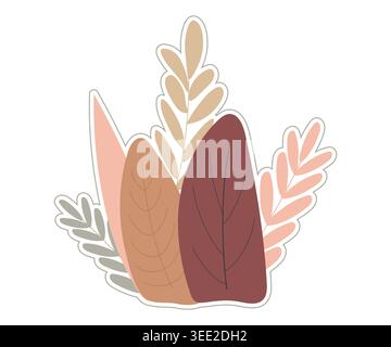 Vektorillustration zum botanischen Thema mit Pflanzen in Pastellfarben Stock Vektor