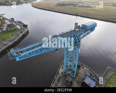 Drohnenansicht des Titankrans Clydebank Stockfoto