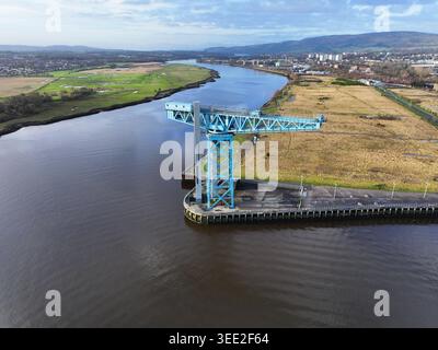 Drohnenansicht des Titankrans Clydebank Stockfoto