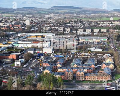Drohnenansicht von Whitecrook Clydebank Stockfoto