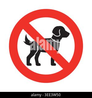 Schild „kein Hund erlaubt“, Verbotssymbol mit durchgestrichener Hundesilhouette, Warnsymbol für Bereiche mit eingeschränktem Zugang zu Haustieren – Vektorillustration Stock Vektor