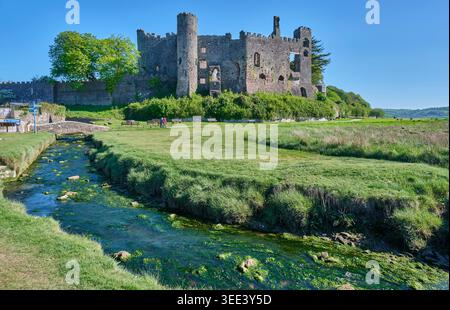 Laugharne Castle, Laugharne, Carmarthenshire Stockfoto
